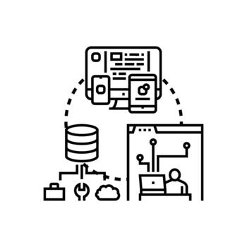 Software release verification, development, stylized testing process vector