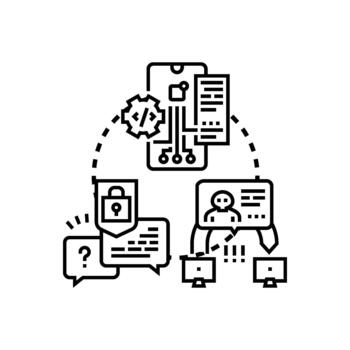 Digital data security checkpoint screening process vector
