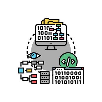 Software system map creating visualization developing architecture process styles vector