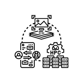 Interactive computing showcase visualizing designs data processing concepts vector