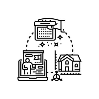 Creating building projects development process set concept vector