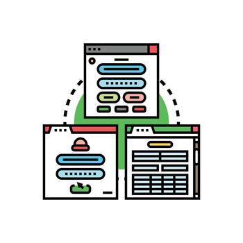 Web form input data processing set user interface concept vector