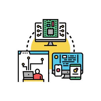 Software version update installing across multiple digital forms devices vector