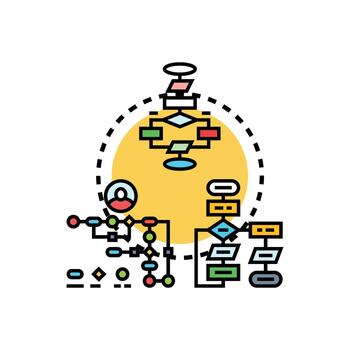 código fluir desarrollando proceso diagrama concepto moderno vector