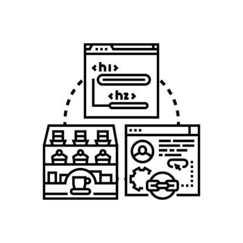 sitio web encabezamiento desarrollo menú creando interfaz paquete diseño vector
