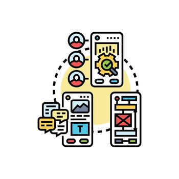 Web ui design process optimizing. user forms experience multistyle vector
