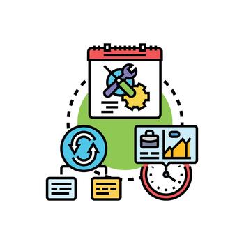 Workforce. shift clock system variations management multipack developing process vector