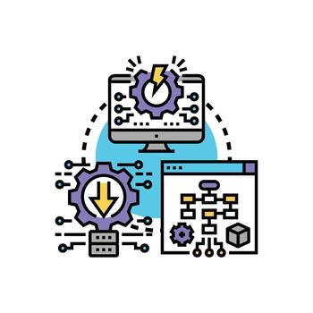 sistema edición alerta notificación datos Procesando. concepto vector