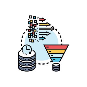 Data flow visualization simplified processing information instantly vector