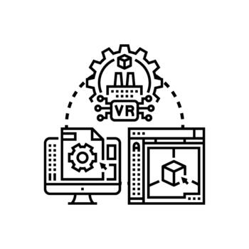 3d design. concept virtual engineering development process vector
