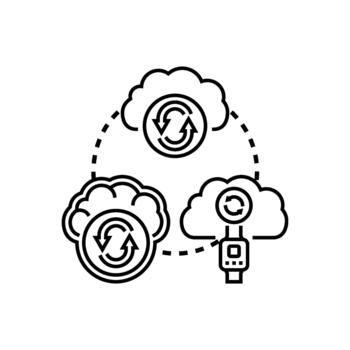 datos sincronización y nube informática tecnología concepto vector