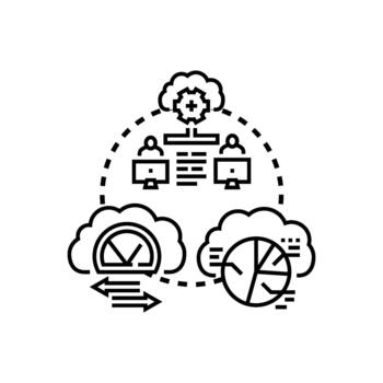simplified Multi forms cloud infrastructure services managing data migration optimization vector