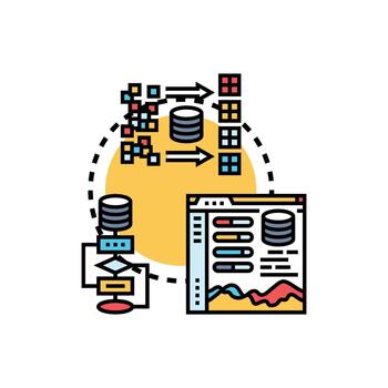 datos agregación Procesando formas analizando información almacenamiento concepto simplificado vector