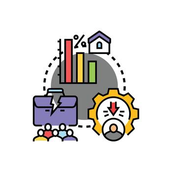 stylized Reduced clean pay income decrease financial crisis concept vector