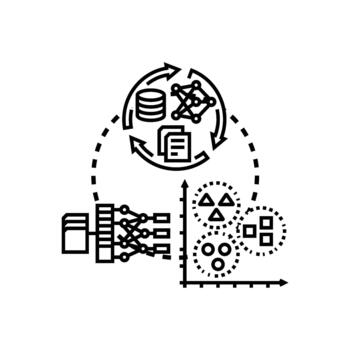 construyendo multiestilo máquina aprendizaje modelo proceso variantes ilustración vector