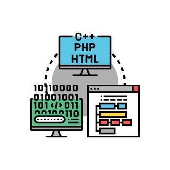 software desarrollo simplificado Procesando codificación idioma concepto vector