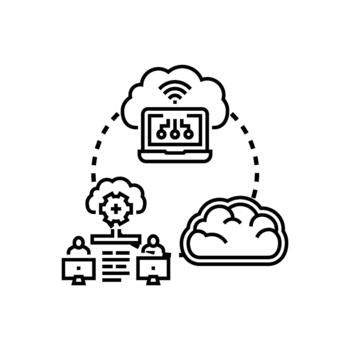 nube informática infraestructura mínimo red conectando multiestilo datos los usuarios vector