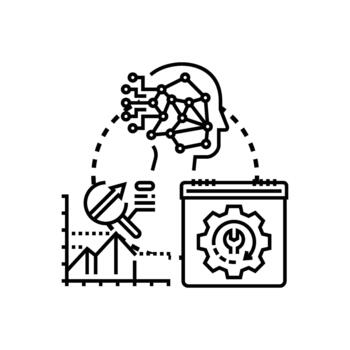 datos inteligencia motor analizando Procesando información conjunto estilos vector
