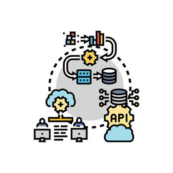 Multi types cloud release pipeline software development process vector