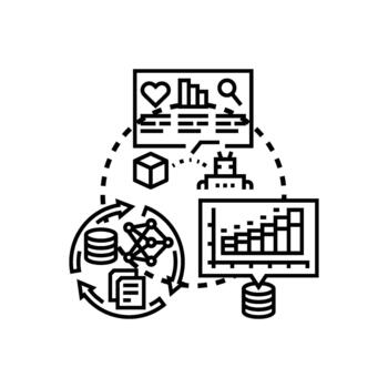 Data analysis styleset process visualizing information technology concept vector