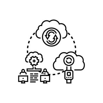 nube datos sincronización proceso Entre múltiple simplificado dispositivos vector