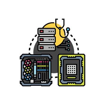Server hardware components multipack concept computer technology vector