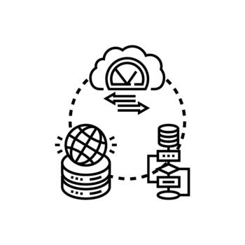 Networked designs database in cloud computing technology concept vector