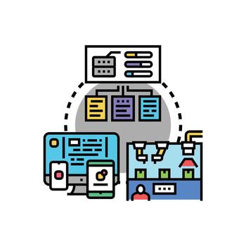 Software system validation process ensuring digital quality set vector