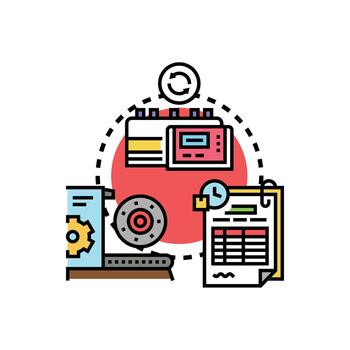 Equipment upkeep work order platform system development process vector