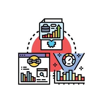 Server performance analytics concept visualizing data optimization vector