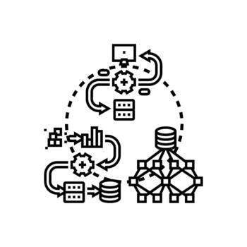 Network range data. flow processing information diagram concept vector