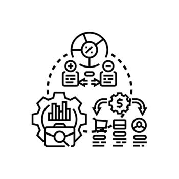 Project. process mapping multistyle workflow analysis development vector