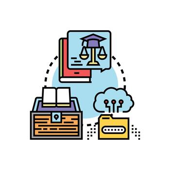 Scholarly range learning process achieving educational knowledge development vector