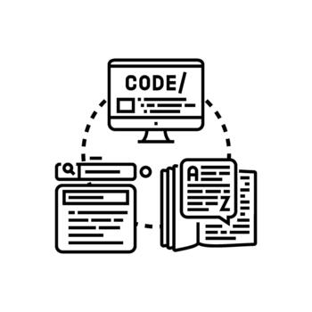 guión código glifo codificación conjunto programación desarrollo concepto vector