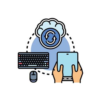 Cloud computing connecting multistyle handheld device and computer vector