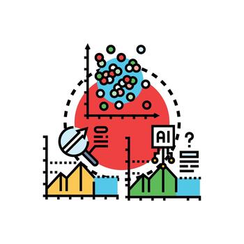 Machine learning analytics concept for looks data visualization vector
