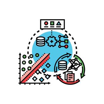 Data analysis processing styleset artificial intelligence machine learning concept vector