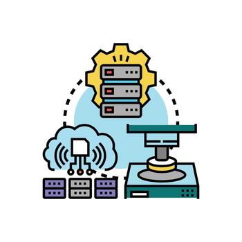 Server equipment illustrating cloud forms computing data center processing vector
