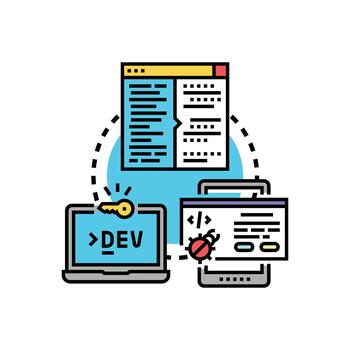 Bug testing and diagnostics development process concept vector