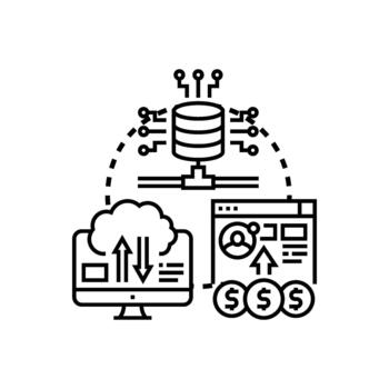 digital datos transferir nube variantes informática concepto vector