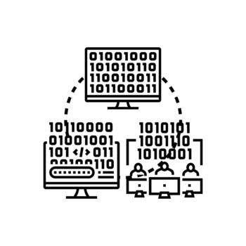 codificación desarrollo proceso edificio digital soluciones y software vector