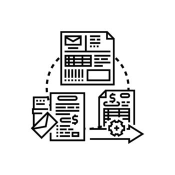 orden factura documento. datos fluir Procesando concepto vector