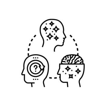 Clear headed thinking process finding solution idea vector