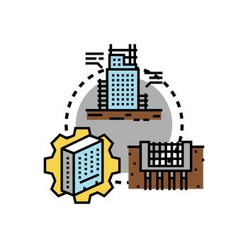Building. design process developing stable foundations vector