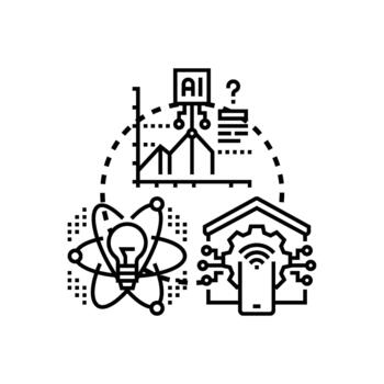 Artificial intelligence model looks developing technology processing data vector