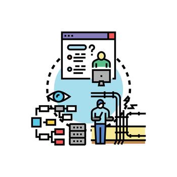 Investigating problem solving, analysis and forms technical support process vector