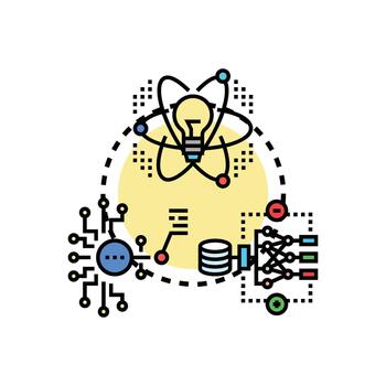 Artificial intelligence learning stylized process displaying data analysis vector