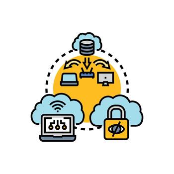 Cloud to cloud computing strategy for data migration multipack vector