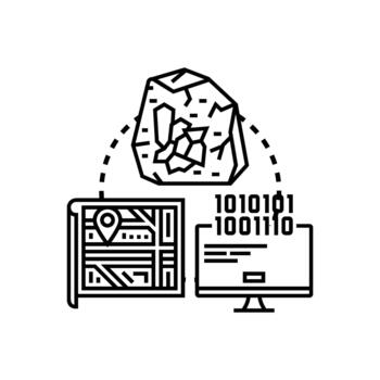Recognizing problem concept with rock, map, modern and binary data vector
