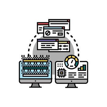 Defect detection concepts scanning finding errors in software development vector